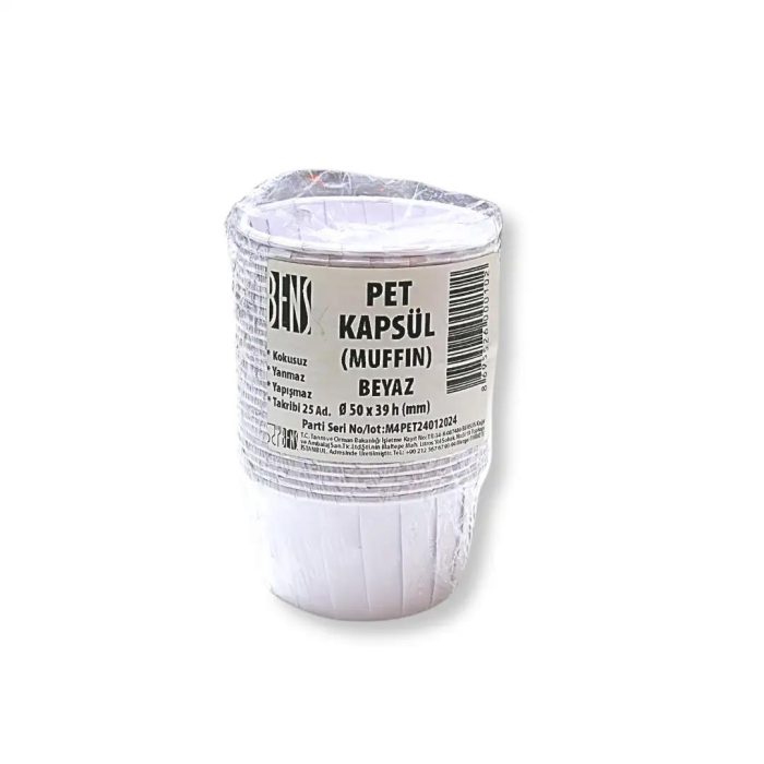 kek kagidi kapsul pet beyaz 25 li 490